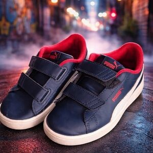 Puma Kids Dark Blue and Crimson Sneakers